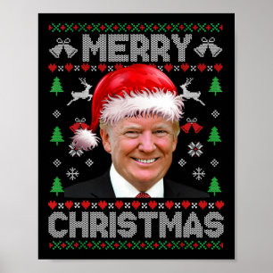 Funny Donald Trump Merry Christmas Family Ugly Swe Poster