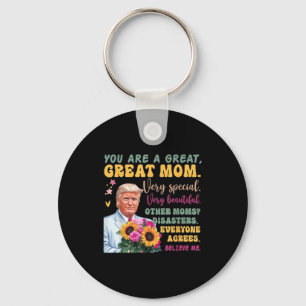 Funny Donald Trump Mothers Day Hold Flower Funny Q Keychain
