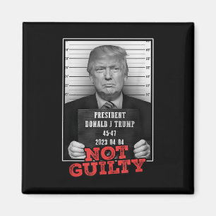 Funny Donald Trump Not Guilty Mug Shot, Free Magnet