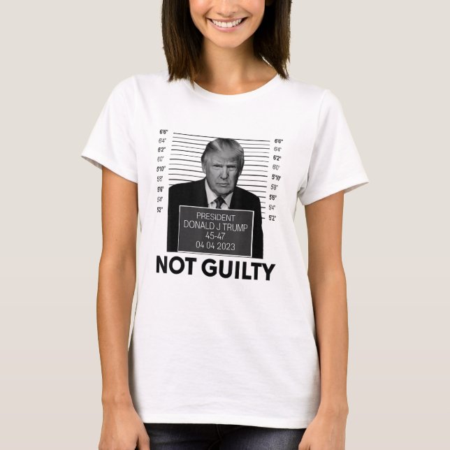 Funny Donald Trump Not Guilty Mug Shot T-Shirt (Front)