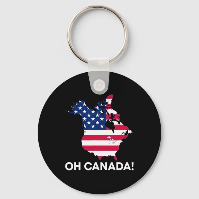 Funny Donald Trump Oh Canada 51st State Usa Americ Keychain (Front)