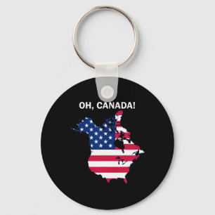 Funny Donald Trump Oh Canada Usa American Flag Keychain