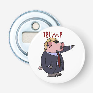 Funny Donald Trump Pig Political Cartoon Bottle Opener