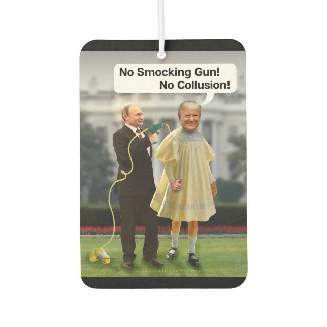 Funny Donald Trump Putin Smocking Gun Joke Air Freshener (Front)