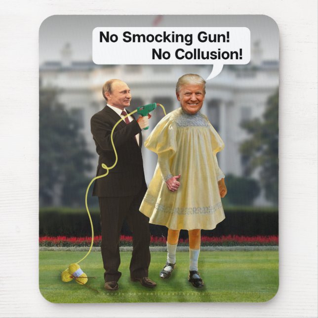 Funny Donald Trump Putin Smocking Gun Joke Mouse Pad (Front)