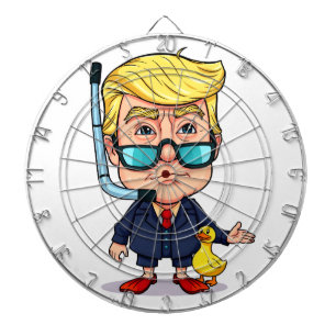 Funny Donald Trump Snorkel Cartoon with Rubber Duc Dartboard