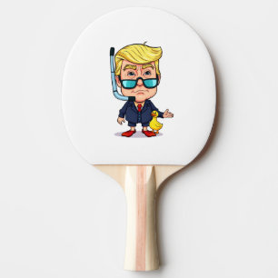 Funny Donald Trump Snorkel Cartoon with Rubber Duc Ping Pong Paddle