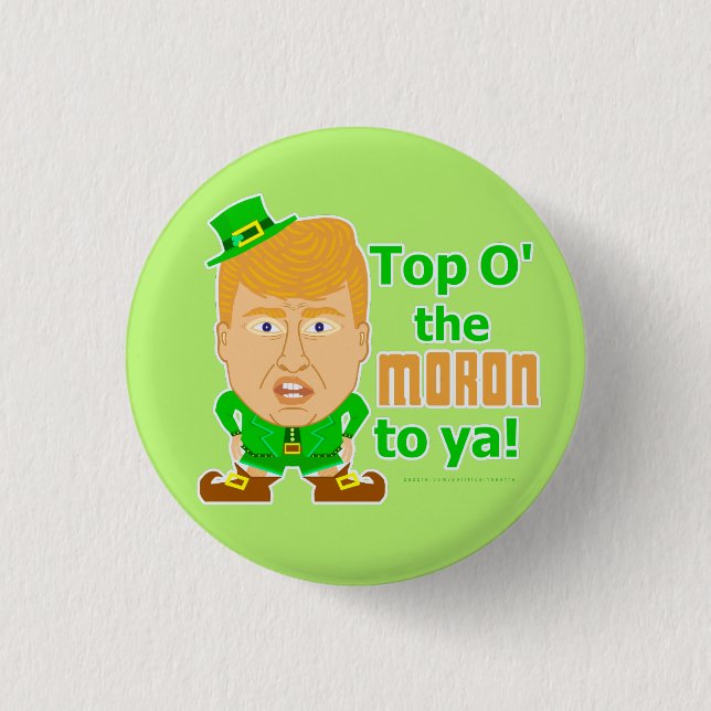 Funny Donald Trump St Patricks Day Leprechaun 1 Inch Round Button (Front)