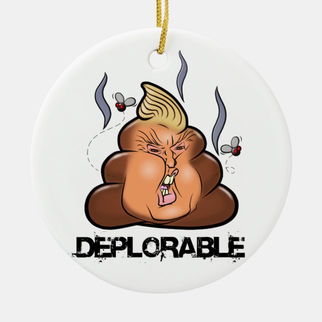Funny Donald Trump - Trumpy-Poo Poo Emoji Icon Ceramic Ornament (Front)
