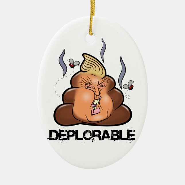 Funny Donald Trump - Trumpy-Poo Poo Emoji Icon Ceramic Ornament (Front)