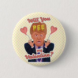 Funny Donald Trump Valentine's Day Pee Tape Joke 2 Inch Round Button