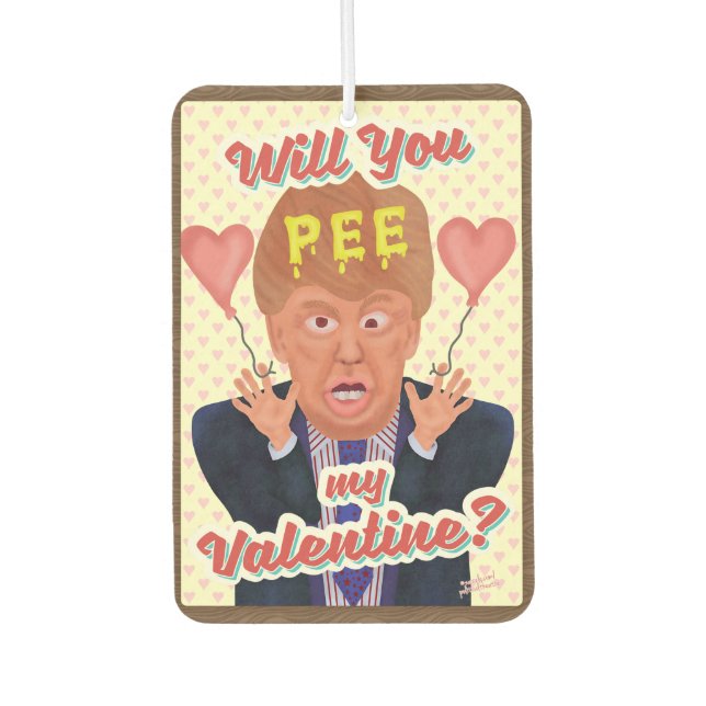 Funny Donald Trump Valentine's Day Pee Tape Joke Air Freshener (Front)