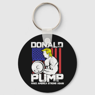 Funny Donald Trump Weight Lifting Workout Gym Keychain