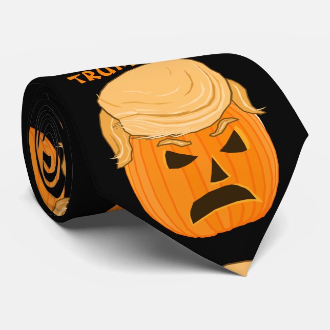 Funny Donald Trumpkin Pumpkin Jack-o-lantern Tie (Rolled)