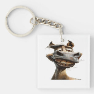 Funny donkey art design keychain