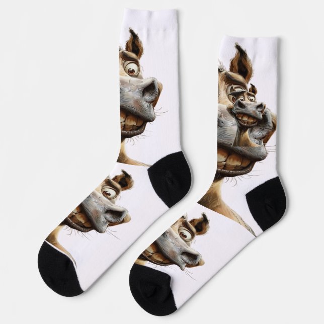 funny donkey art design socks (Left)