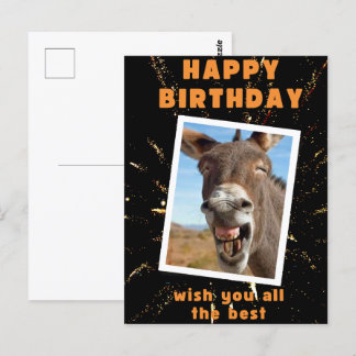 Funny donkey birthday postcard