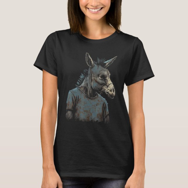 Funny Donkey Face Gift idea for Donkeys Lovers Gra T-Shirt (Front)