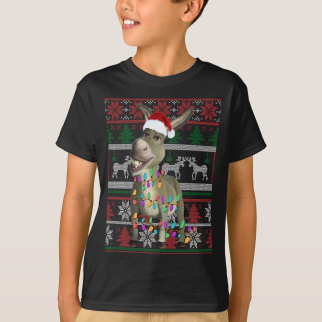Funny Donkey Lover Ugly Christmas Sweater Gift (Front)