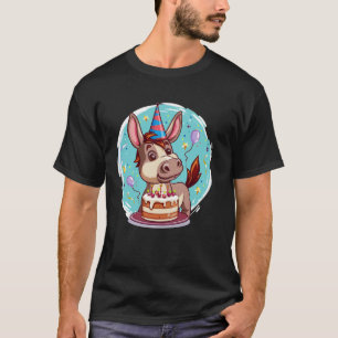 Funny Donkey loves Birthday Cake Costume for Boys T-Shirt