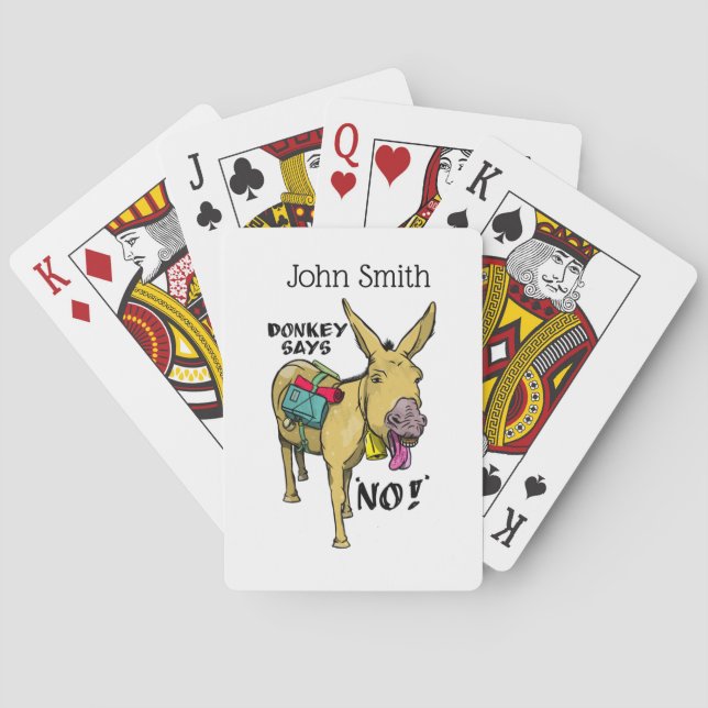 Funny donkey says no! playing cards (Back)