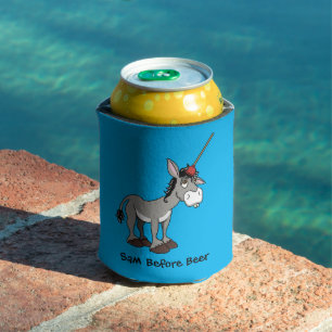 Funny Donkey Turning into a Unicorn Can Cooler