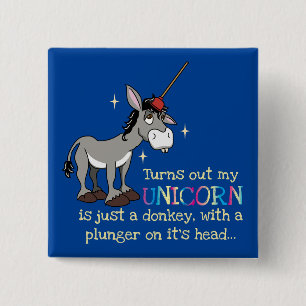 Funny Donkey Unicorn T-Shirt 2 Inch Square Button