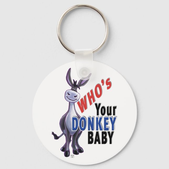 Funny Donkey, Who is Your Donkey Baby Keychain (Front)