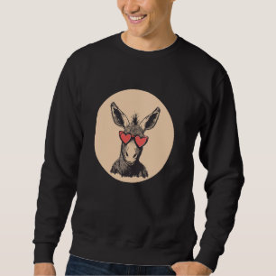 Funny Donkey with Heart Shaped Sunglasses Costume Sweatshirt