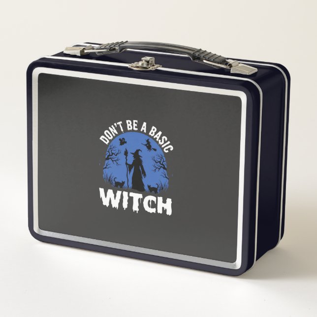 Funny Don't Be a Basic Witch Halloween Design Metal Lunch Box (Front)