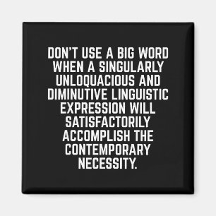 Funny Don't Use A Big Word Writer &amp; Translator Magnet