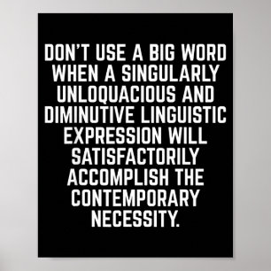Funny Don't Use A Big Word Writer & Translator Poster