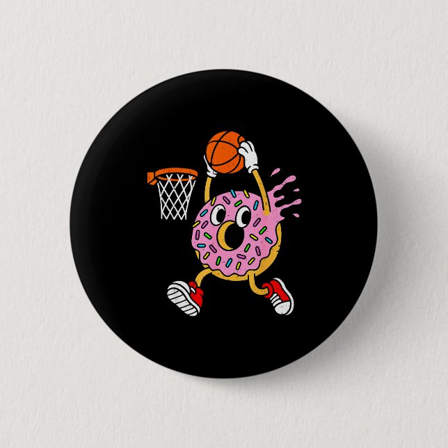 Funny Donut Dunking Basketball Doughnut Food Champ 2 Inch Round Button (Front)