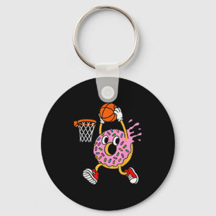 Funny Donut Dunking Basketball Doughnut Food Champ Keychain