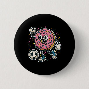 Funny Donut Playing Soccer Food Sports Donut Boys 2 Inch Round Button