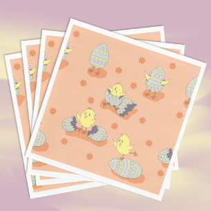 Funny Doodle Easter Chicks Paper Napkins