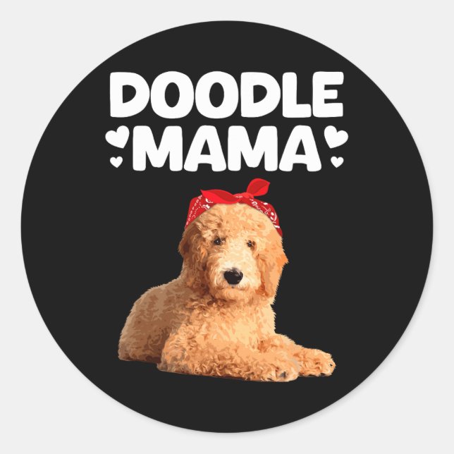 Funny Doodle Mama Design For Mom Women Goldendoodl Classic Round Sticker (Front)