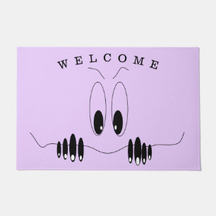 Funny Doormat with Curiosity Eyes Welcome Smile