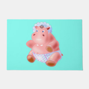 Funny Doormat with Happy Baby Hippo