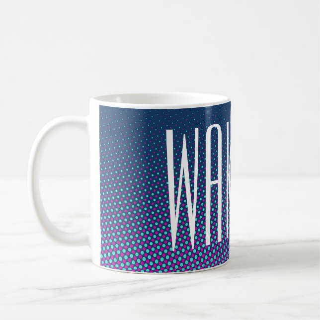 Funny Dots Pattern blue pink + your text Coffee Mug (Left)