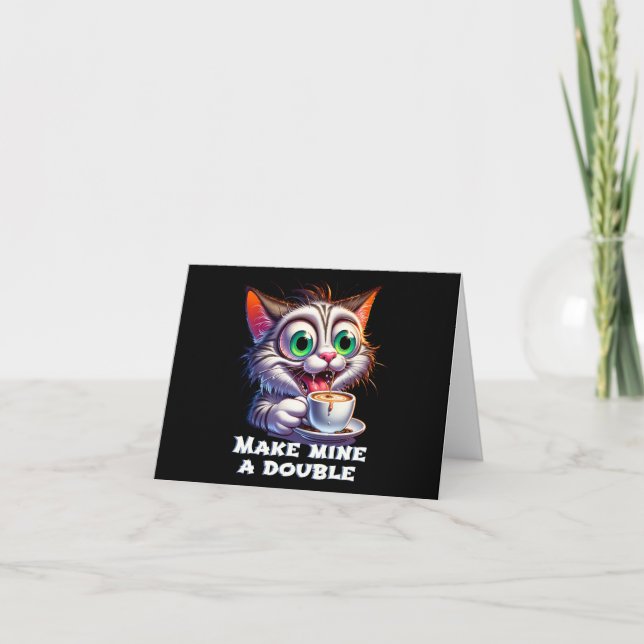Funny Double Espresso Cat Card (Front)