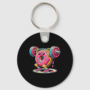 Funny Doughnut Bodybuilding Weightlifting Food Gym Keychain
