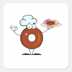 funny doughnut doughnut chef cartoon character square sticker
