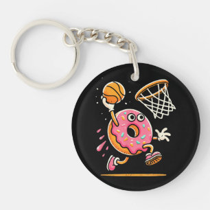 Funny Doughnut Dunking Basketball Food Champ Sport Keychain