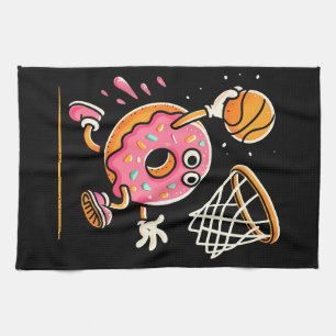 Funny Doughnut Dunking Basketball Food Champ Sport Kitchen Towel