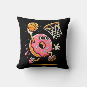 Funny Doughnut Dunking Basketball Food Champ Sport Throw Pillow