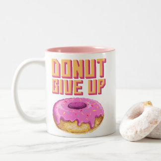 Funny Doughnut Give Up Two-Tone Coffee Mug