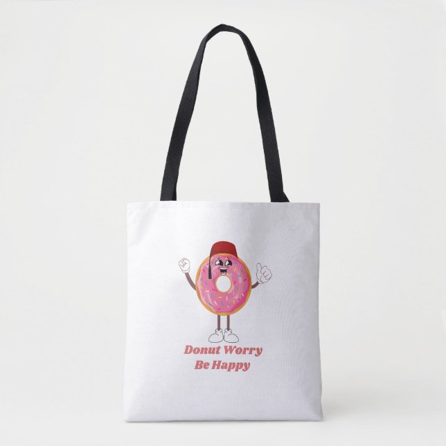 Funny Doughnut T-Shirt – Doughnut Worry Be Happy G Tote Bag (Front)