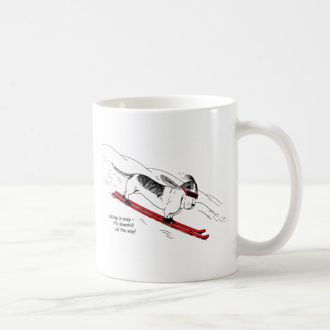 Funny Downhill Skiing Dog Mug (Right)
