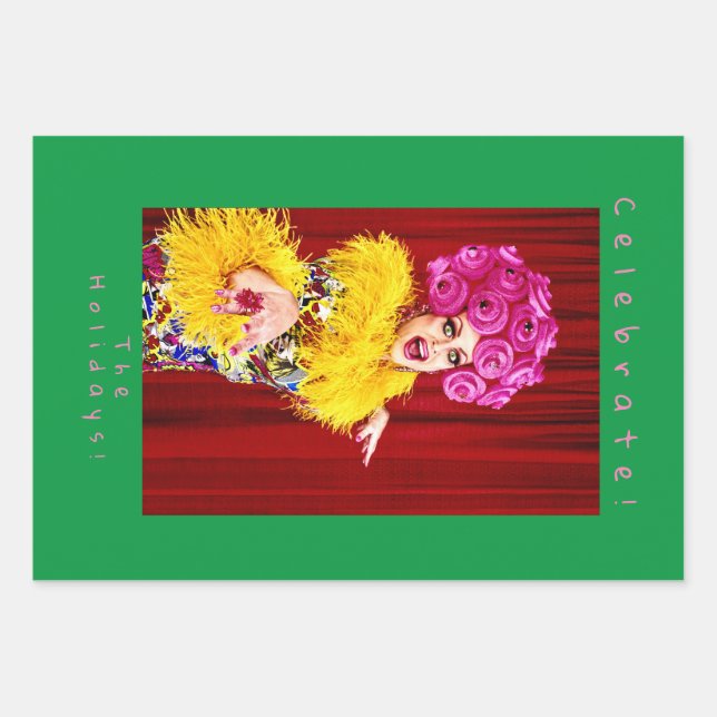 Funny Drag Queen Wrapping Paper Sheets (Front)